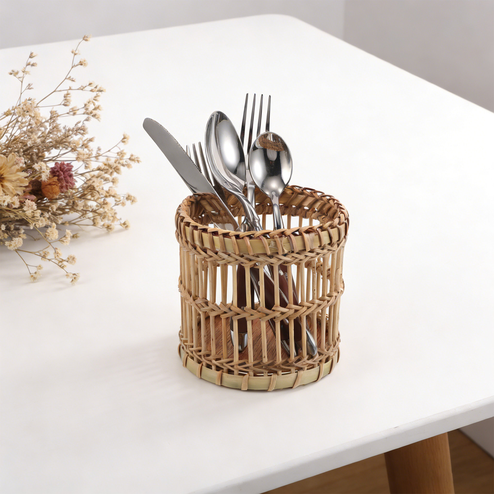Bamboo Utensil Holder Kitchen  - đánh giá và giá Bamboo Cutlery