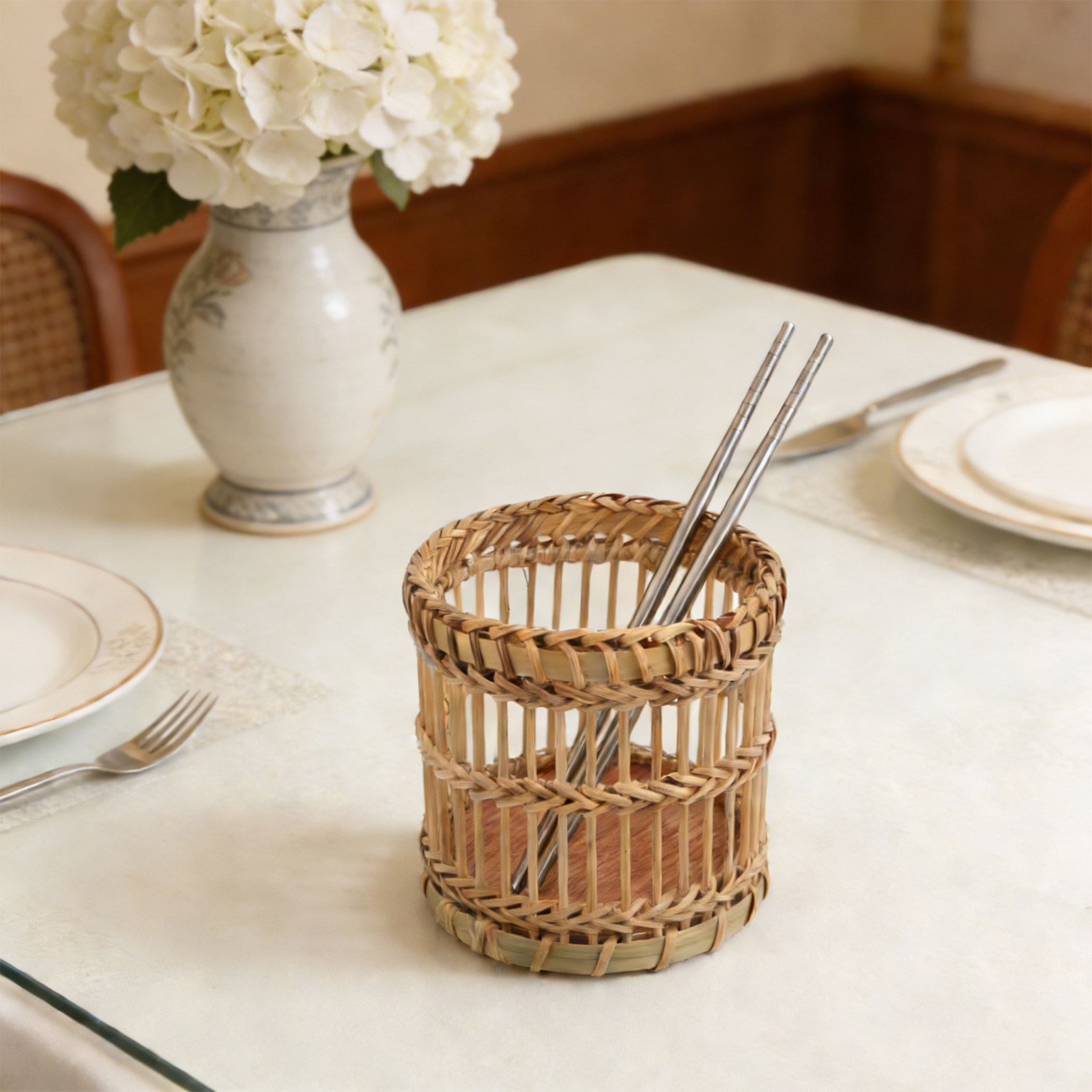 Bamboo Utensil Holder Kitchen  - đánh giá và giá Bamboo Cutlery