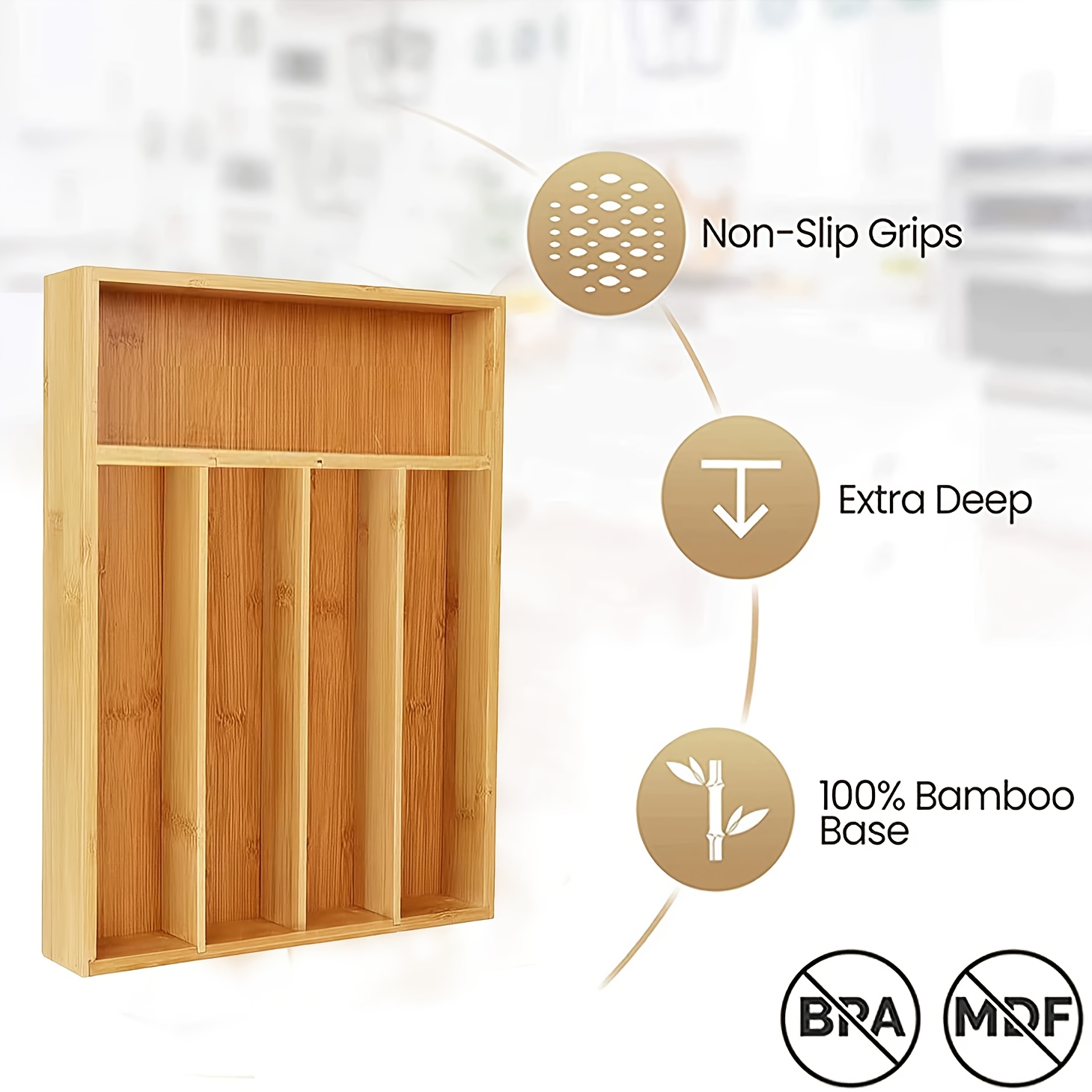 Bamboo Kitchen Drawer Organize - đánh giá và giá Bamboo Cutlery